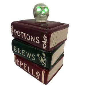 Mr. Christmas Potions Brews Spells Books Cookie Jar Light Up Skull Witchcraft